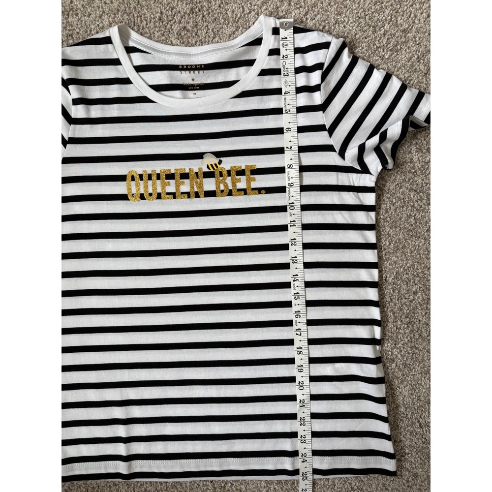 Kate Spade Broome Street Queen Bee Striped T-Shirt Parisian Nautical Glitter M - Picture 7 of 7